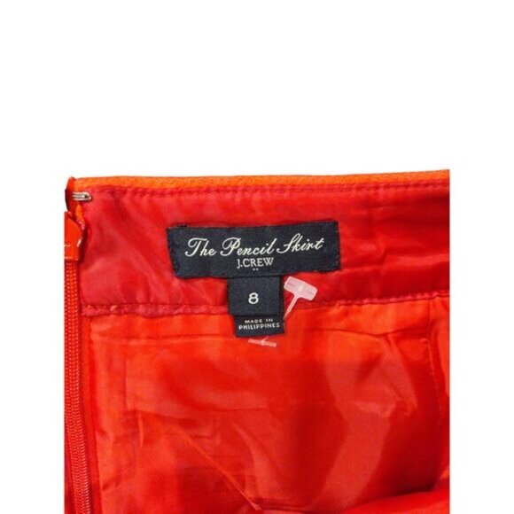 JCrew Womens Orange Pencil Skirt Size 8 Career Office Classic Lined spring style - Picture 8 of 11